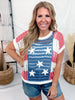 Stars & Stripes Open Knit Short Sleeve Top - Whiskey Skies - BIBI