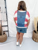 Stars & Stripes Open Knit Short Sleeve Top - Whiskey Skies - BIBI
