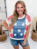 Stars & Stripes Open Knit Short Sleeve Top - Whiskey Skies - BIBI