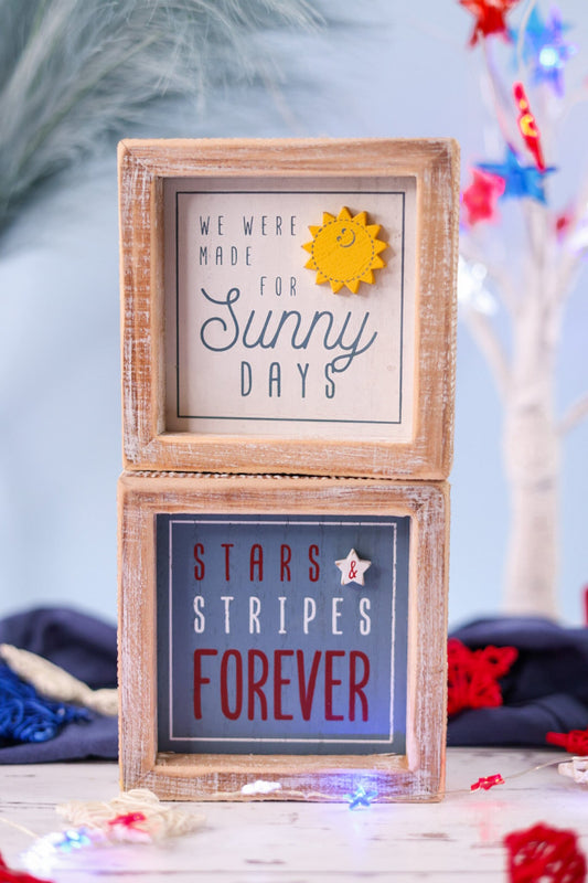 Stars Stripes/Sunny Days Reversible Wood Sign - Whiskey Skies - ADAMS & CO