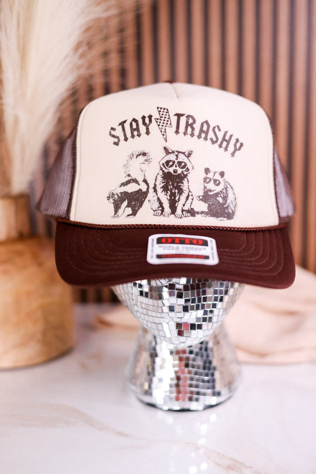 Stay Trashy Foam Front Trucker Hat - Whiskey Skies - 1/2 PENNY WHOLESALE