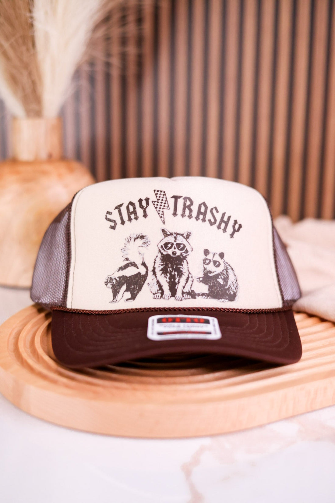 Stay Trashy Foam Front Trucker Hat - Whiskey Skies - 1/2 PENNY WHOLESALE