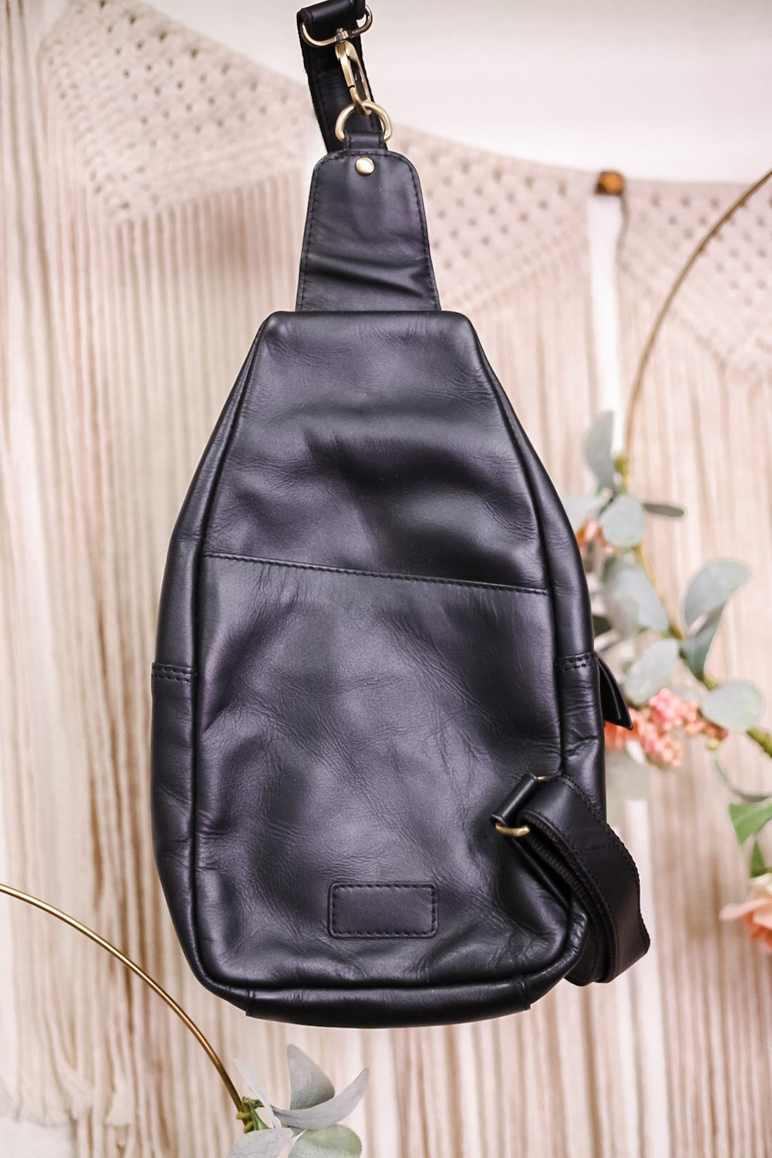 Steer Skull Leather Sling Bag - Whiskey Skies - MYRA BAGS
