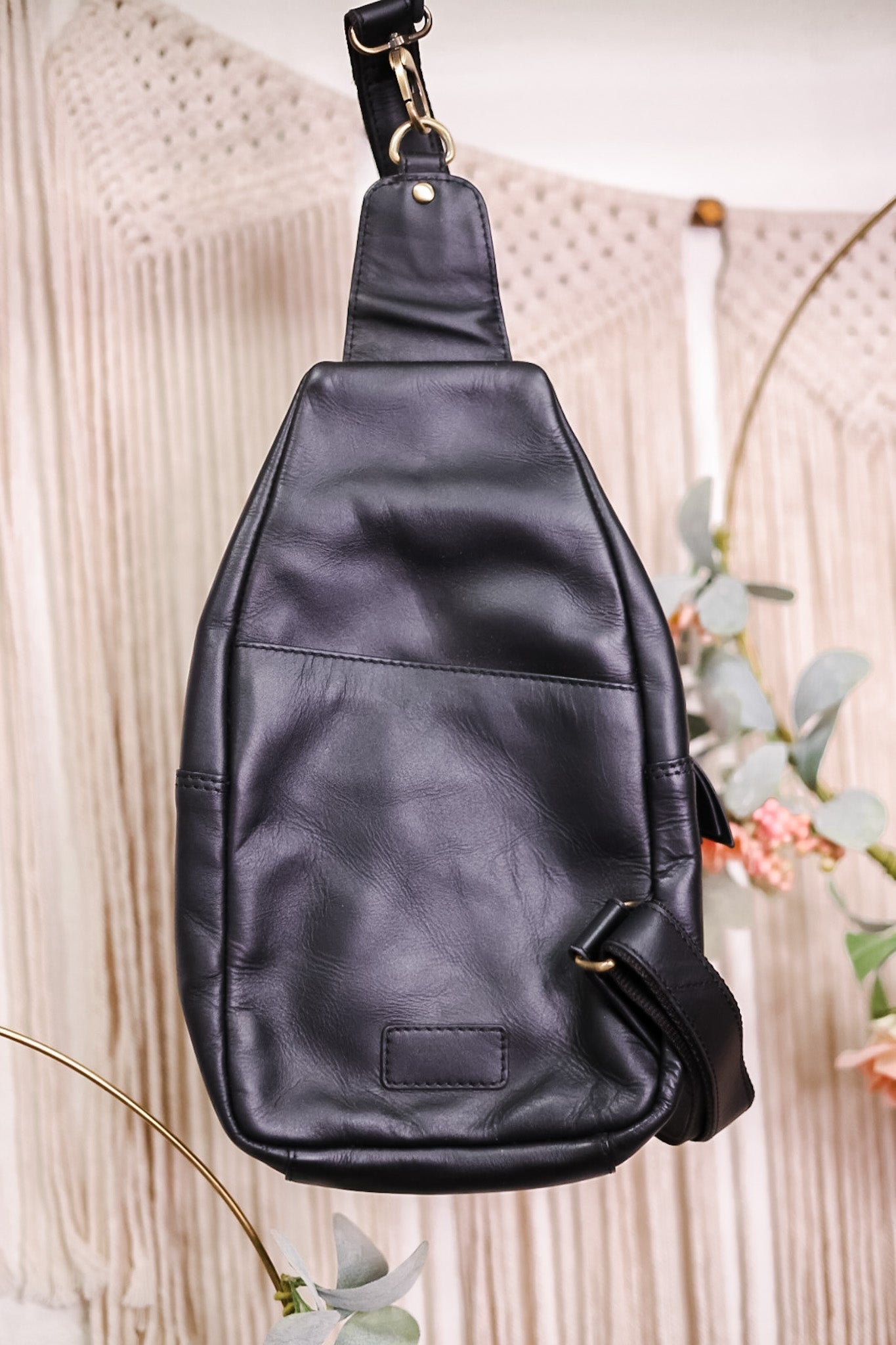Steer Skull Leather Sling Bag - Whiskey Skies - MYRA BAGS