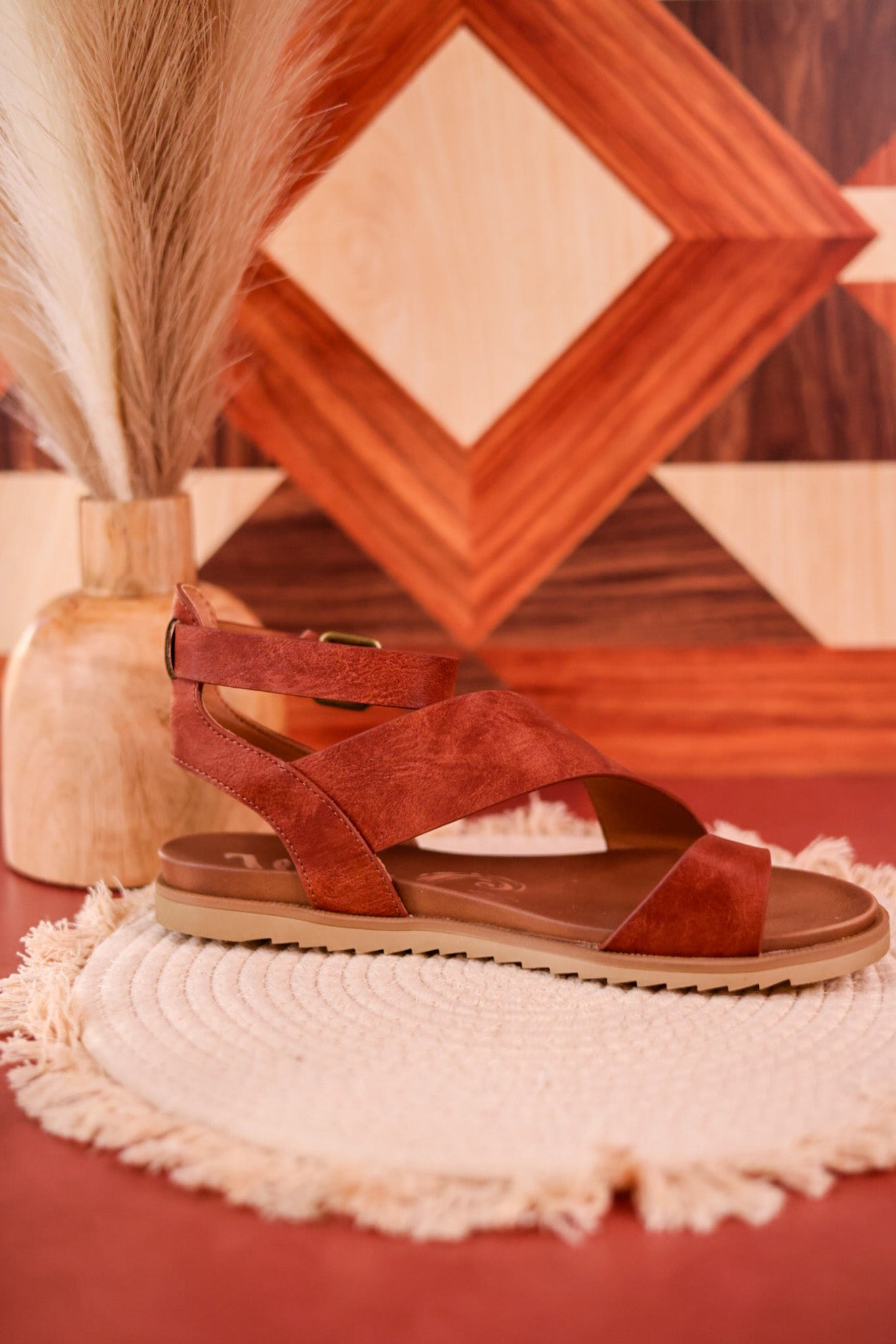 Steffy Rust Sandals - Whiskey Skies - VERY G