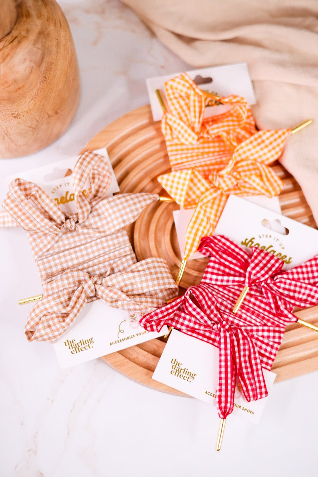 Step It Up Sheer Gingham Shoe Laces (3 Colors) - Whiskey Skies - THE DARLING EFFECT