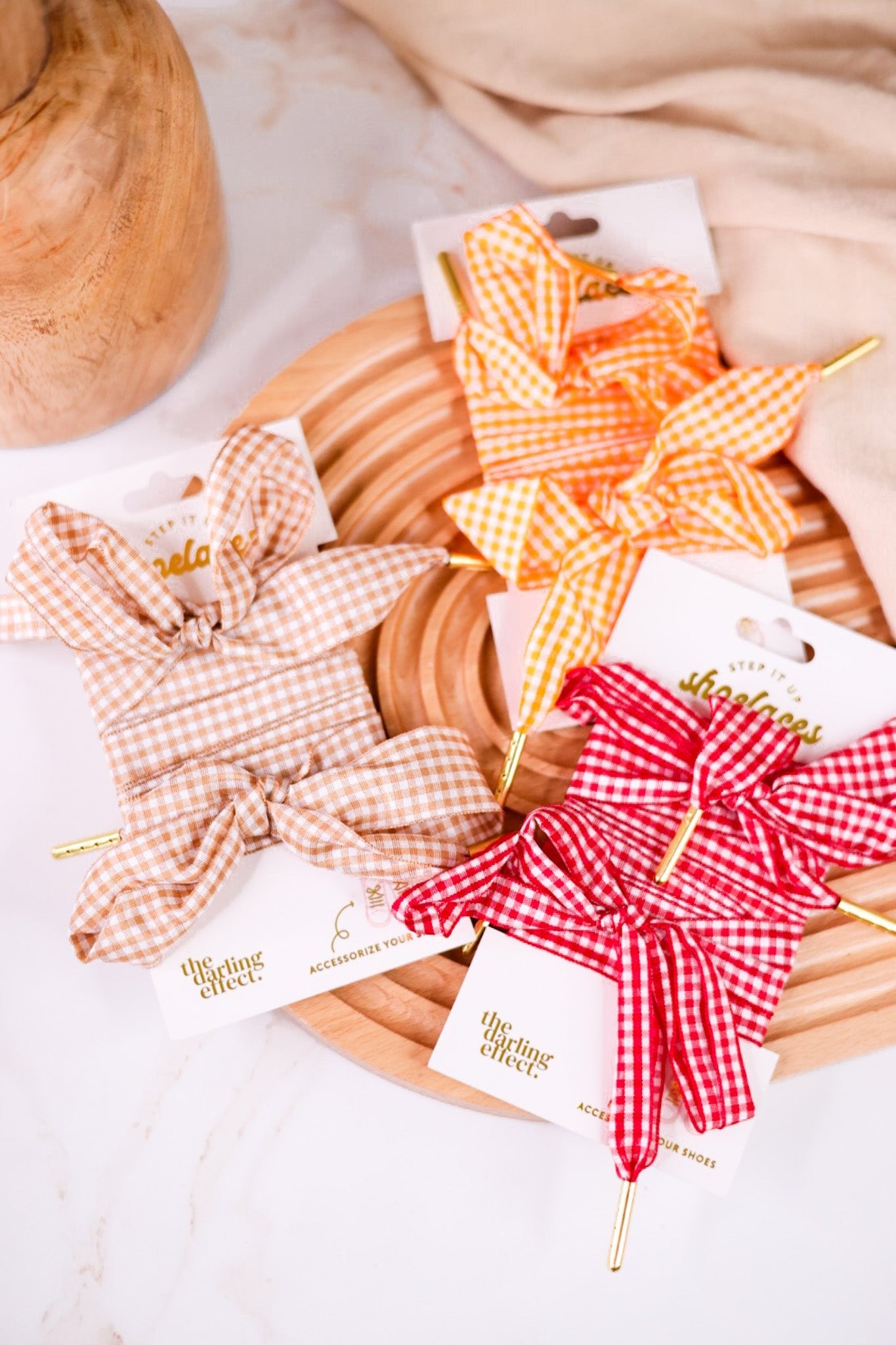 Step It Up Sheer Gingham Shoe Laces (3 Colors) - Whiskey Skies - THE DARLING EFFECT