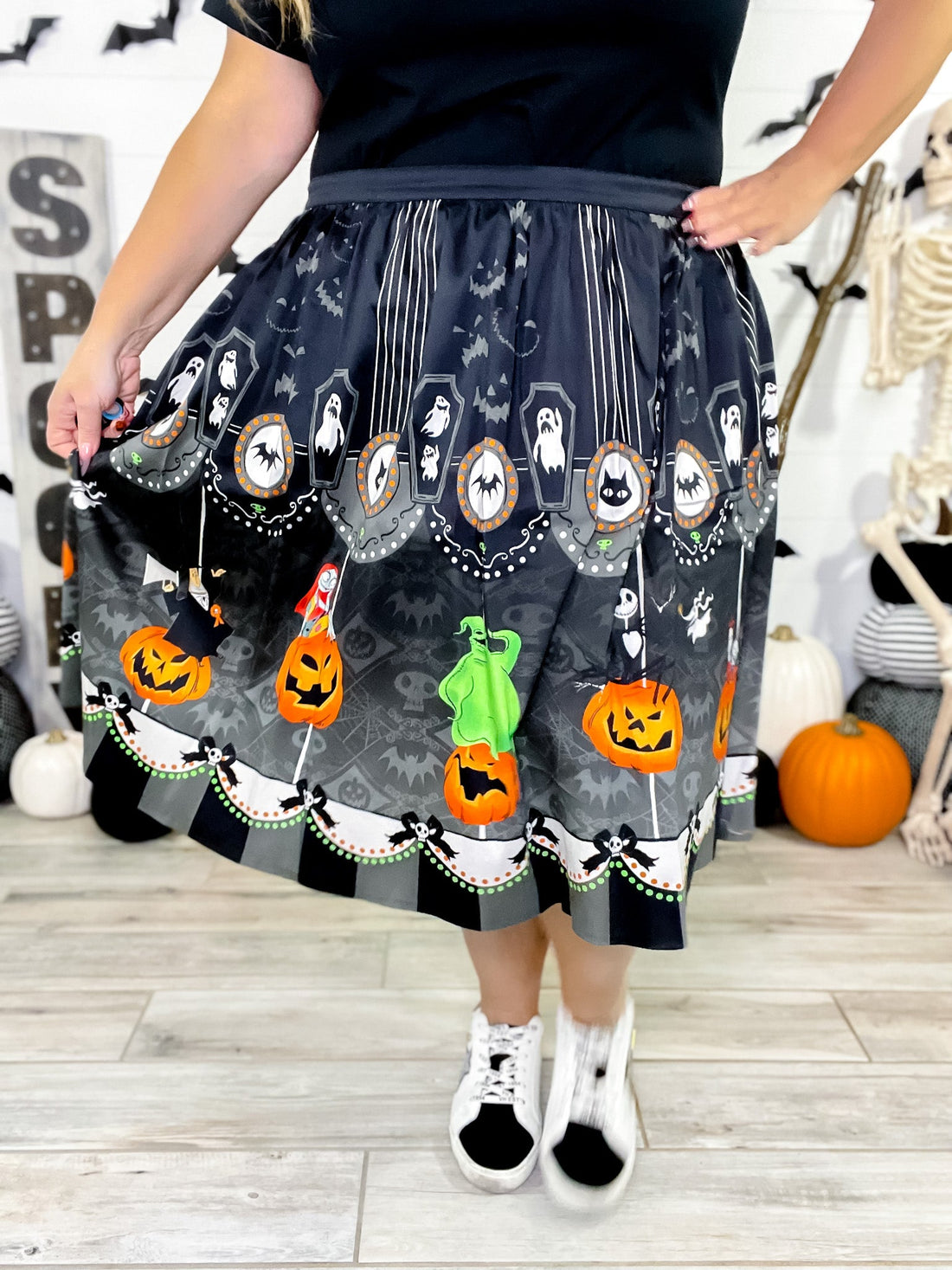 Stitch Shoppe Nightmare Before Christmas Sandy Skirt FINAL SALE - Whiskey Skies - LOUNGEFLY