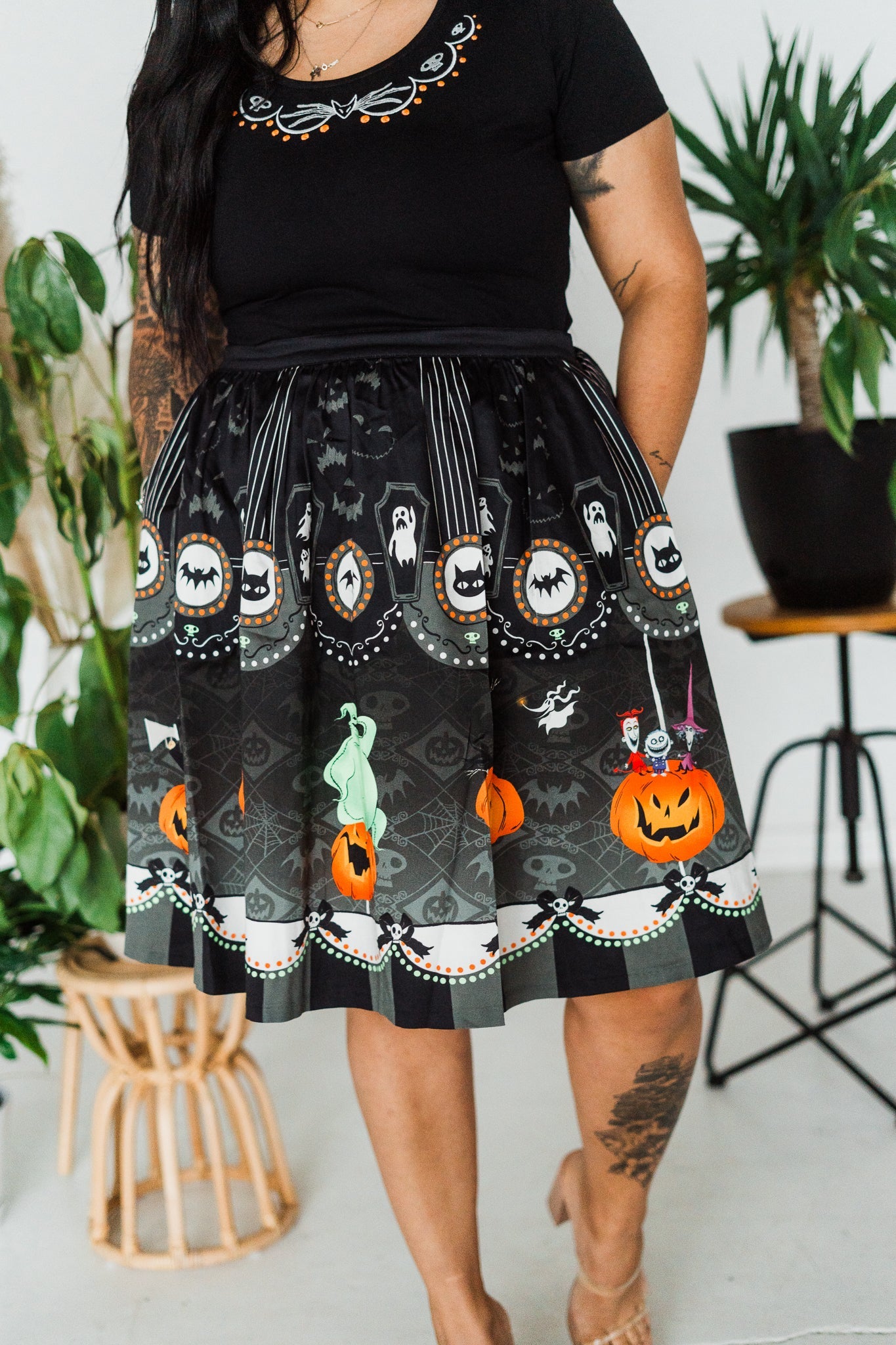 Stitch Shoppe Nightmare Before Christmas Sandy Skirt FINAL SALE - Whiskey Skies - LOUNGEFLY