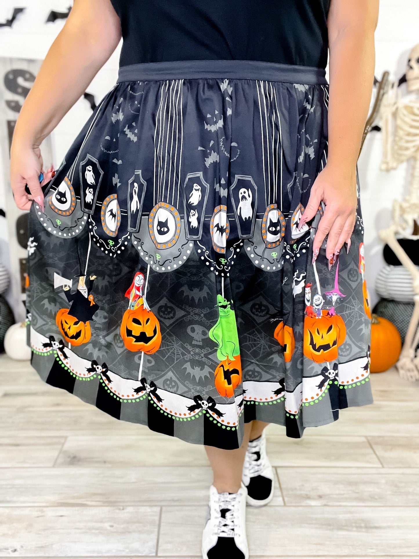 Stitch Shoppe Nightmare Before Christmas Sandy Skirt FINAL SALE - Whiskey Skies - LOUNGEFLY