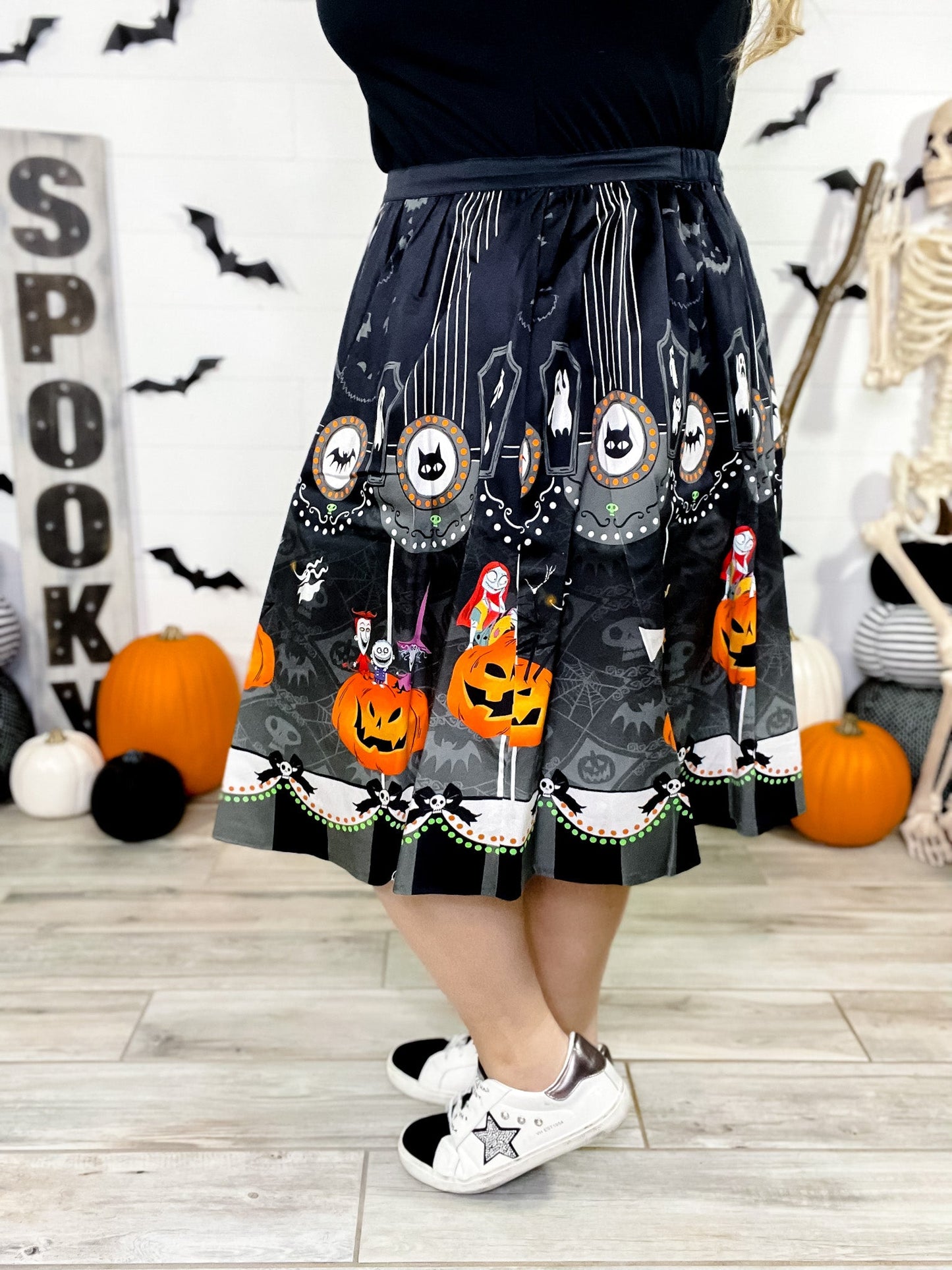 Stitch Shoppe Nightmare Before Christmas Sandy Skirt FINAL SALE - Whiskey Skies - LOUNGEFLY