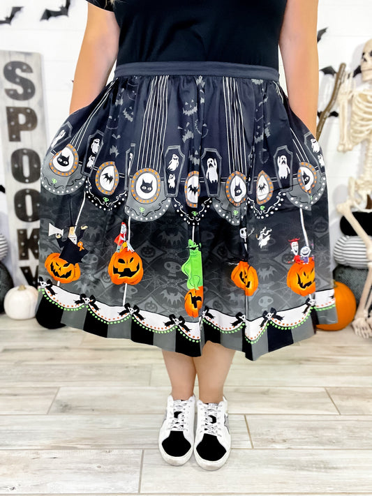 Stitch Shoppe Nightmare Before Christmas Sandy Skirt FINAL SALE - Whiskey Skies - LOUNGEFLY