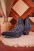 Stitched Leather Booties in Dusty Blue - Whiskey Skies - MYRA BAGS