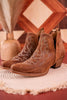 Stitched Leather Booties in Rich Honey - Whiskey Skies - MYRA BAGS