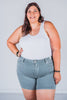 Stone Blue Garment Dyed Embroidered Pocket Judy Blue Denim Shorts - Whiskey Skies - JUDY BLUE