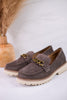 Stone Gray Loafers with Chain Detail - Whiskey Skies - CORKYS FOOTWEAR