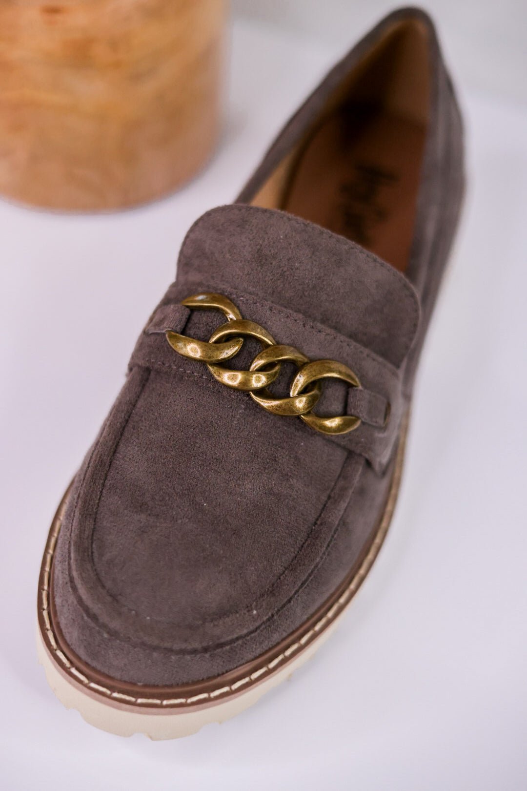 Stone Gray Loafers with Chain Detail - Whiskey Skies - CORKYS FOOTWEAR