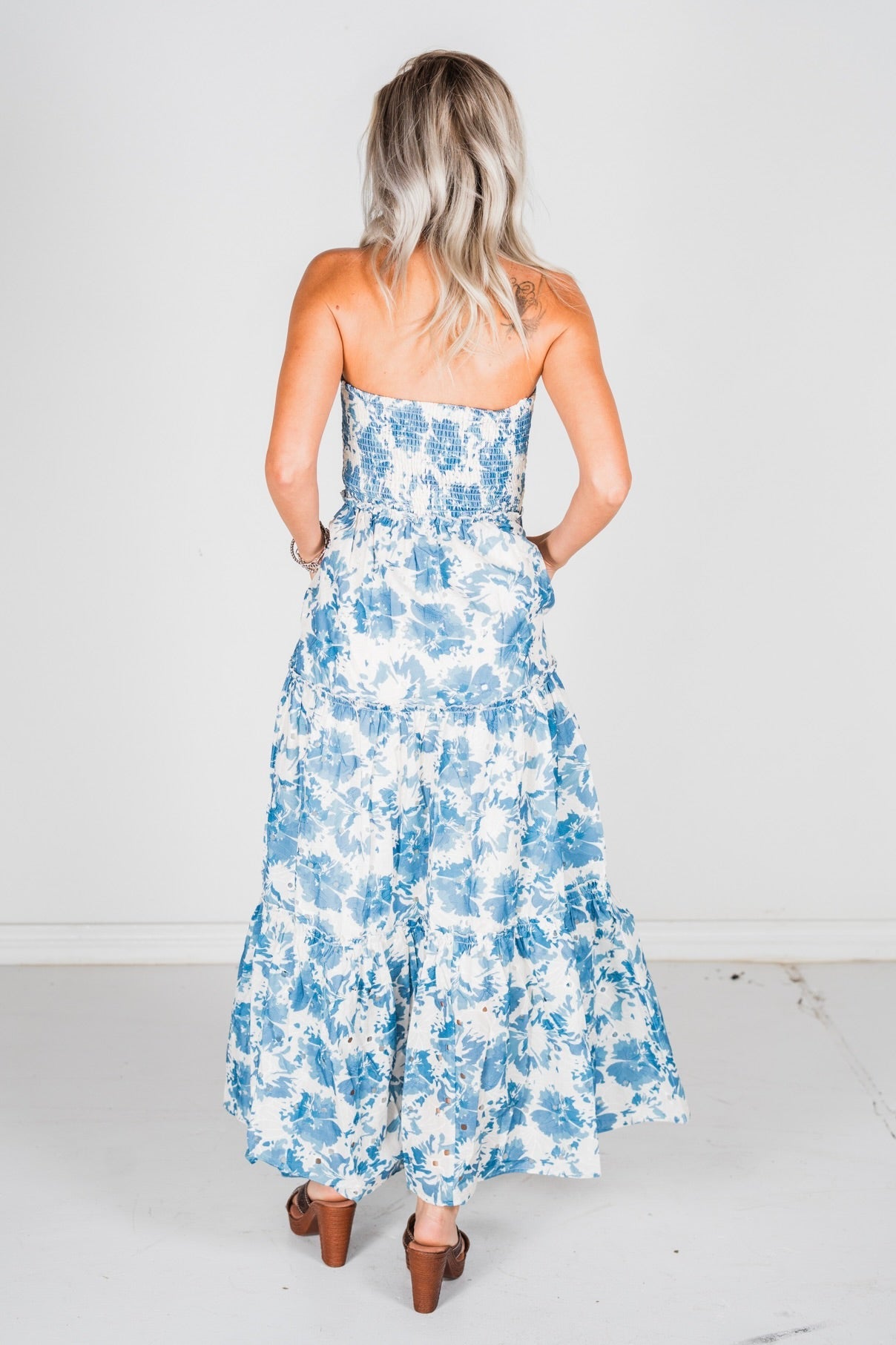 Strapless Floral Maxi Dress - Whiskey Skies - DAVI & DANI