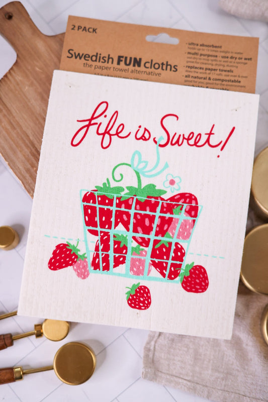 Strawberry Basket Swedish Dish Cloths (2pk) - Whiskey Skies - KAY DEE DESIGNS