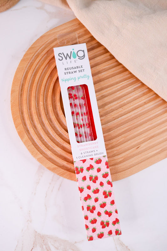 Strawberry Shortcake Reusable Straw Set - Whiskey Skies - SWIG LIFE