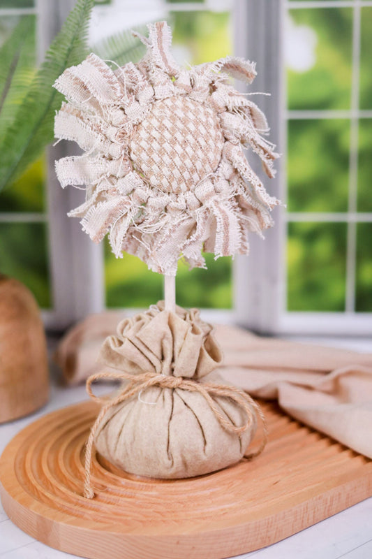 Striped and Woven Burlap Sunflower - Whiskey Skies - WT COLLECTION