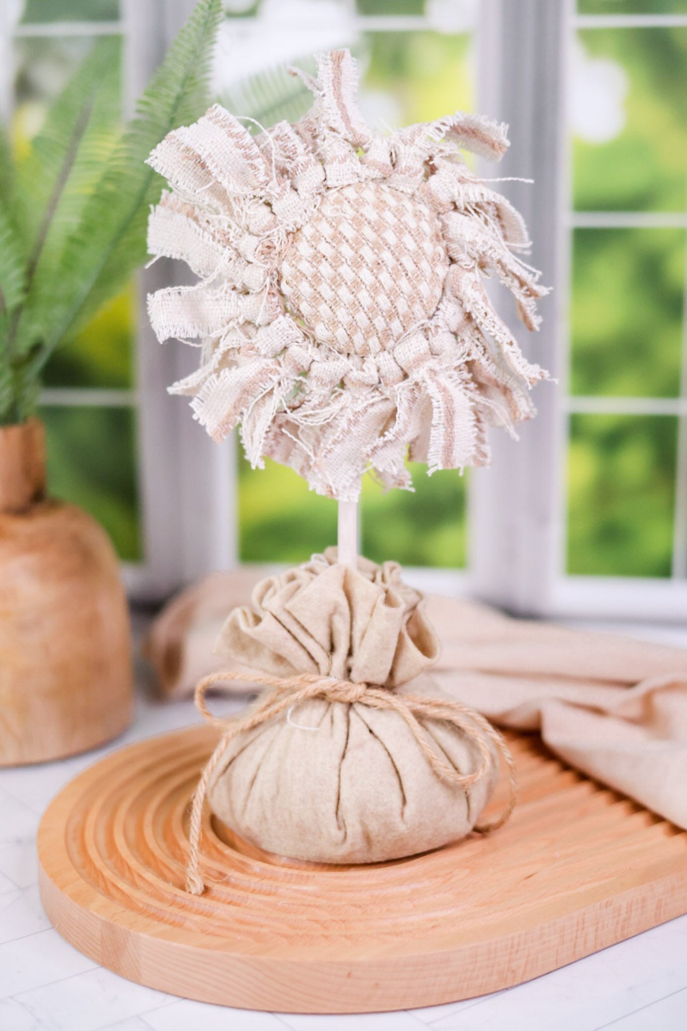 Striped and Woven Burlap Sunflower - Whiskey Skies - WT COLLECTION