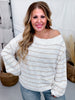 Striped Boat Neck Sweater In Speckled Oatmeal - Whiskey Skies - ANDREE BY UNIT