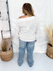 Striped Boat Neck Sweater In Speckled Oatmeal - Whiskey Skies - ANDREE BY UNIT