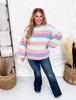 Striped Color Block Chunky Knit Sweater - Whiskey Skies - HAYDEN