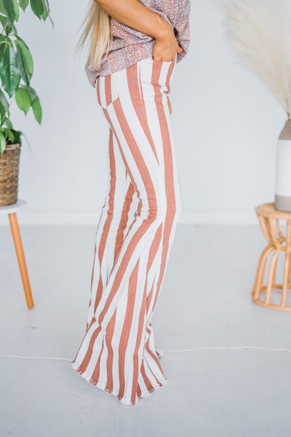 Striped & Flared Denim - Whiskey Skies - SAINTS & HEARTS