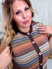 Striped Knit Button Down Sweater Vest - Whiskey Skies - DAVI & DANI