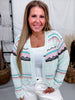 Striped Mint Green Lightweight Crochet Cardigan - Whiskey Skies - POL CLOTHING INC.