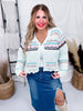Striped Mint Green Lightweight Crochet Cardigan - Whiskey Skies - POL CLOTHING INC.