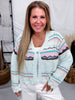 Striped Mint Green Lightweight Crochet Cardigan - Whiskey Skies - POL CLOTHING INC.
