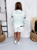 Striped Mint Green Lightweight Crochet Cardigan - Whiskey Skies - POL CLOTHING INC.