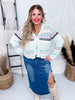 Striped Mint Green Lightweight Crochet Cardigan - Whiskey Skies - POL CLOTHING INC.
