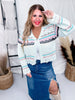 Striped Mint Green Lightweight Crochet Cardigan - Whiskey Skies - POL CLOTHING INC.