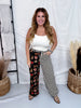 Striped Mixed Print Wide Leg Jeans - Whiskey Skies - JADE BY JANE
