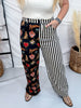 Striped Mixed Print Wide Leg Jeans - Whiskey Skies - JADE BY JANE