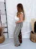 Striped Mixed Print Wide Leg Jeans - Whiskey Skies - JADE BY JANE