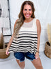 Striped Oatmeal & Black Crochet Knit Tank Top - Whiskey Skies - SEW IN LOVE