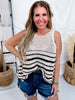 Striped Oatmeal & Black Crochet Knit Tank Top - Whiskey Skies - SEW IN LOVE