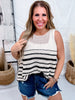 Striped Oatmeal & Black Crochet Knit Tank Top - Whiskey Skies - SEW IN LOVE