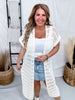 Striped Open Knit Long Cardigan In Ivory - Whiskey Skies - COZY CO