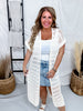 Striped Open Knit Long Cardigan In Ivory - Whiskey Skies - COZY CO