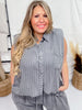 Striped Short Sleeve Button Front Top W/ Wide Leg Pants Set - Whiskey Skies - DAVI & DANI