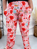 "Stuck By Cupid" Groovy Hearts Printed Loungewear Pants - Whiskey Skies - BRIEF INSANITY
