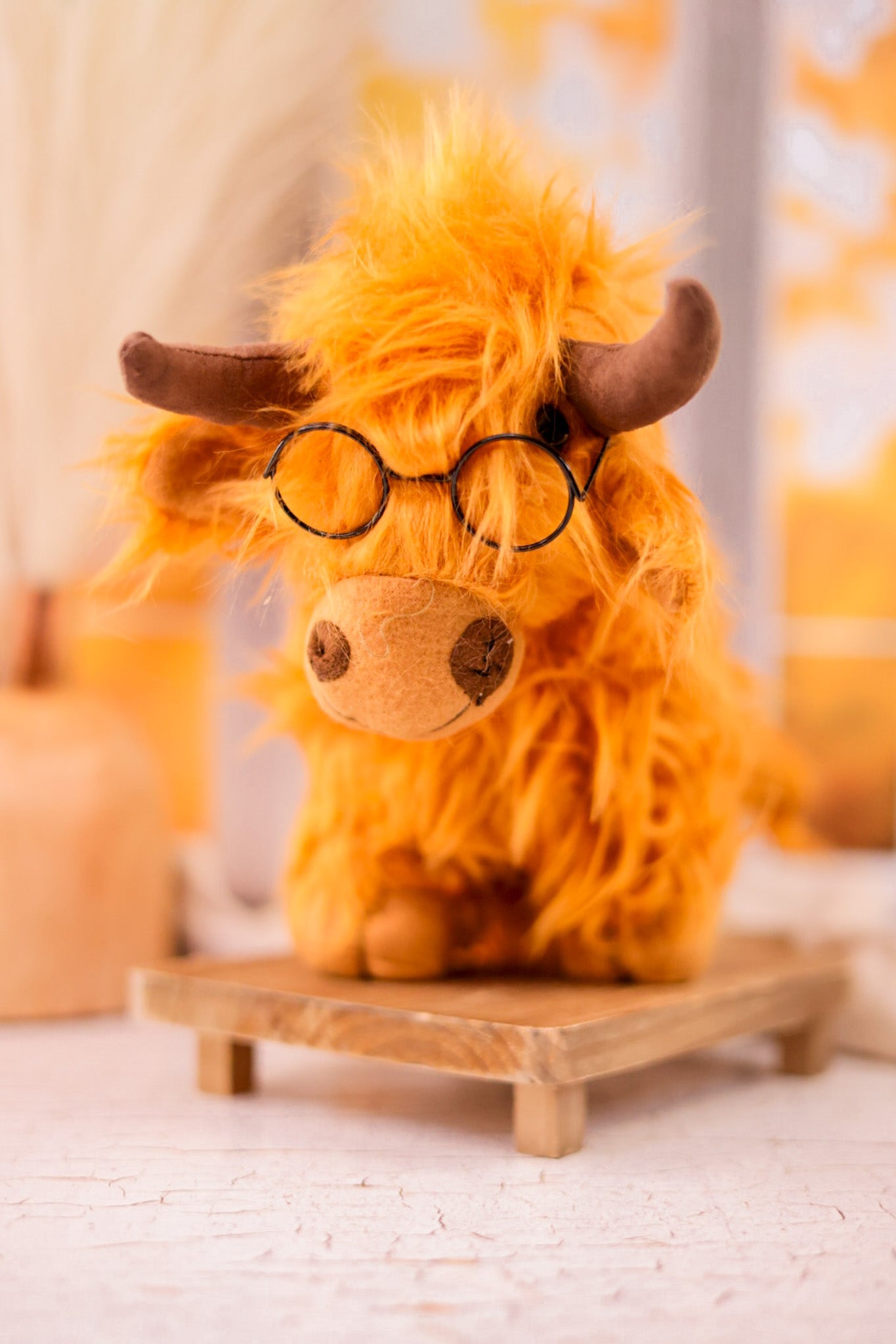 Stuffed Scottish Highland Cow With Glasses - Whiskey Skies - WT COLLECTION