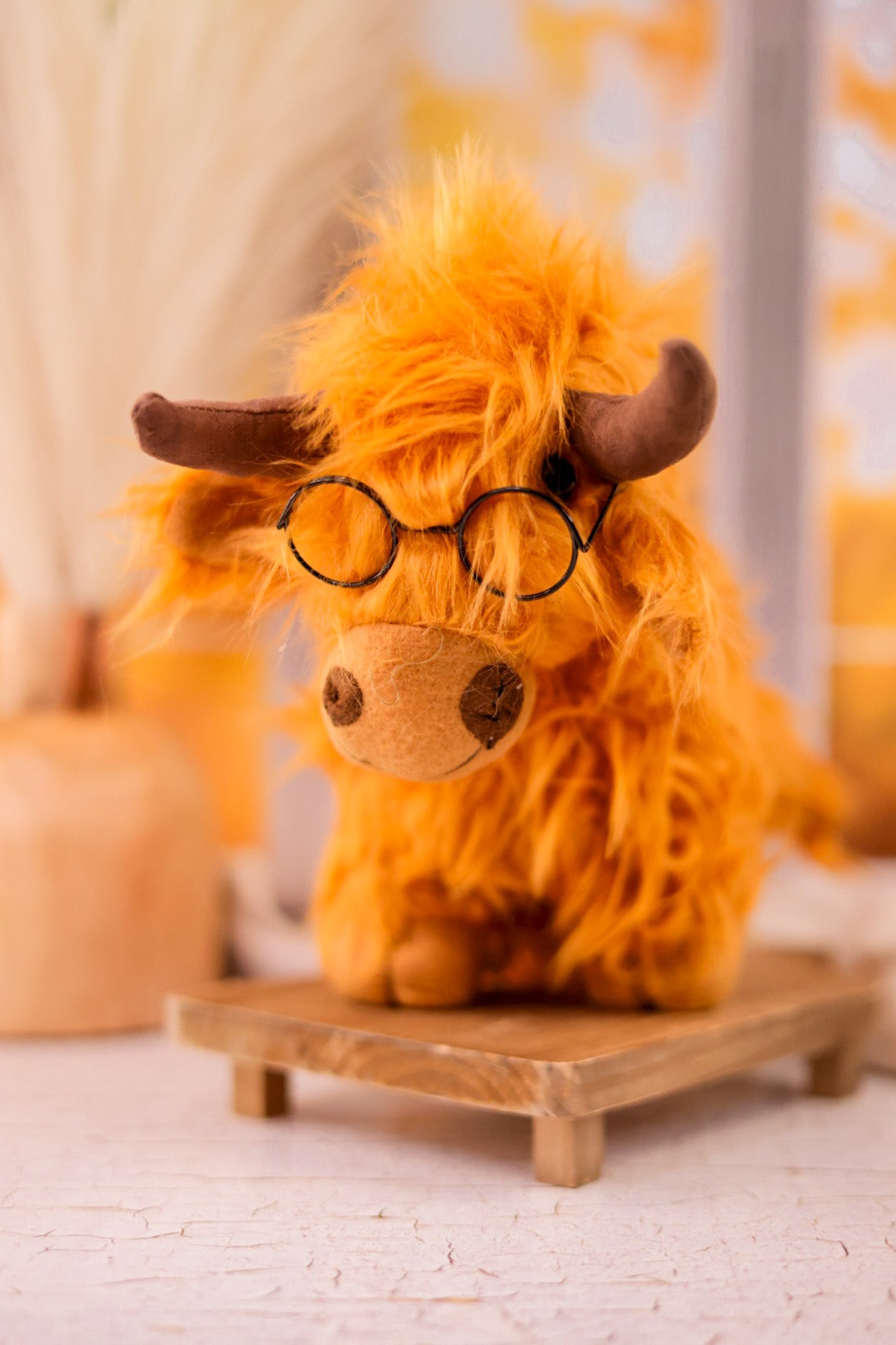 Stuffed Scottish Highland Cow With Glasses - Whiskey Skies - WT COLLECTION