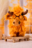 Stuffed Scottish Highland Cow With Glasses - Whiskey Skies - WT COLLECTION